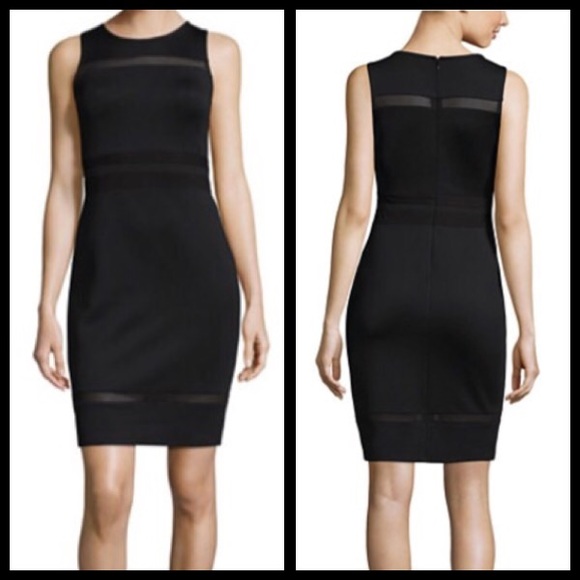NWT Mesh Inset Bodycon Sleeveless Black Mini Dress - Picture 2 of 8